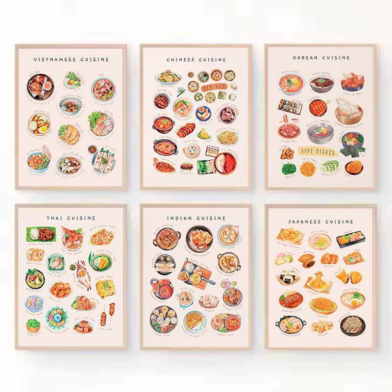 Watercolor Asian Cuisines Clas - Home Cooking Asian ulasan dan harga