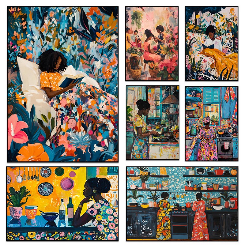 Abstract Vivid African Girl Co - Home Cooking Reading ulasan dan harga